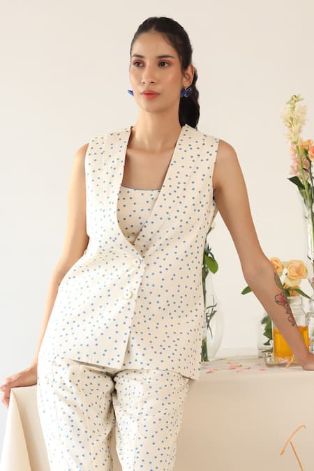 Baise Gaba Dainty Polka Dot Print Blazer 