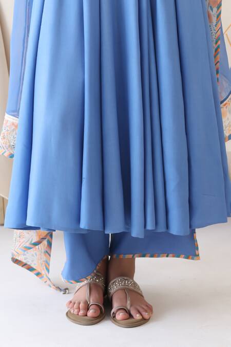 Buy Baise Gaba Blue Rayon, Chiffon Sequins, Beads, Embroidery Lagoon Neck Anarkali Pant Set Online at Aza Fashions Buy_Baise Gaba_Blue Rayon, Chiffon Sequins, Beads, Embroidery Lagoon Neck Anarkali Pant Set _Online_at_Aza_Fashions