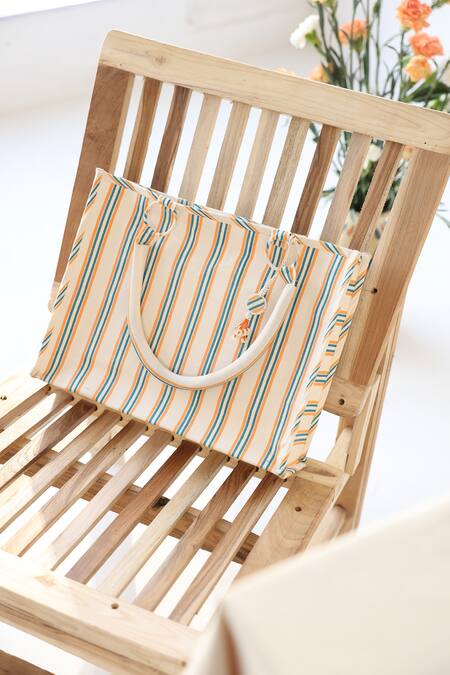 Baise Gaba_Off White Thistle Striped Print Handbag _Online_at_Aza_Fashions