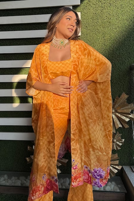 Be Chic Sunlight Bloom Print Jacket Pant Set 