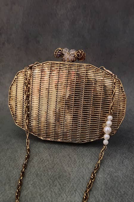 Shop Adwita Bags & Jewels Pink Mother Of Pearl Aamna Embellished Clutch at Aza Fashions Shop_Adwita Bags & Jewels_Pink Mother Of Pearl Aamna Embellished Clutch _at_Aza_Fashions