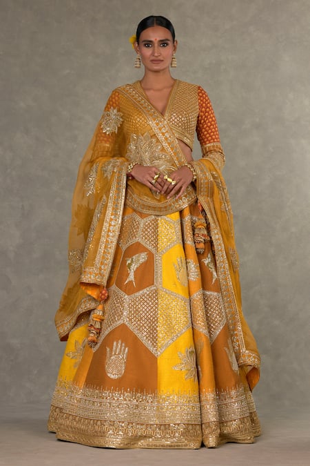 Masaba Raw Silk Neel Kamal Embroidered Bridal Lehenga Set 