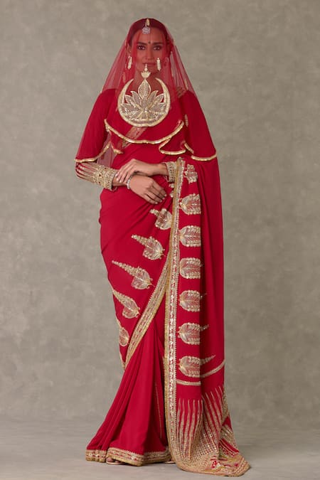 Masaba Son Chidiya Embellished Saree Embroidered Veil Set 