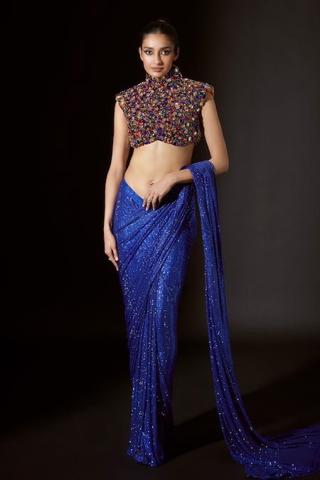 Itrh Osiris Crystal Embellished Pre-Stitched Saree With Blouse 