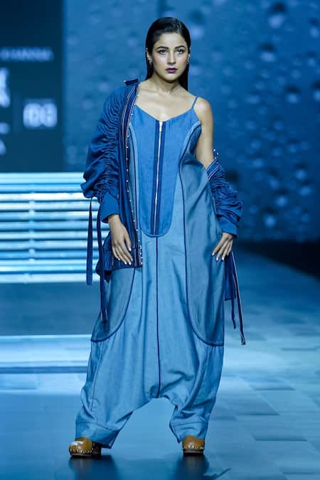 Diksha Khanna Cowl Hem Denim Jumpsuit 