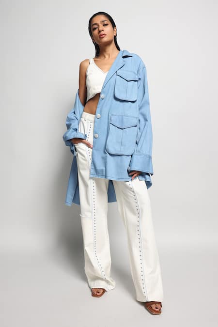 Diksha Khanna Embroidered Panel Denim Pant 