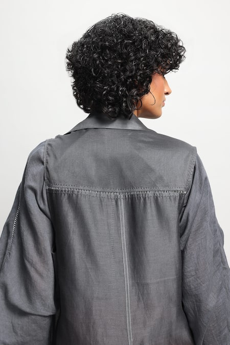 Diksha Khanna Chanderi Trench Jacket 