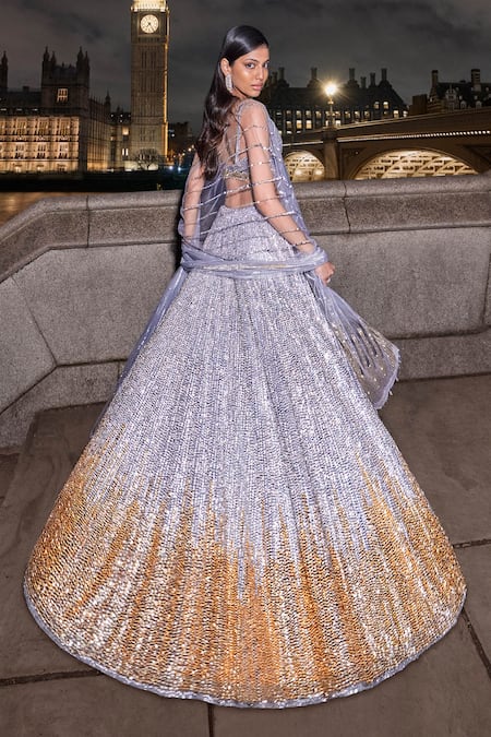Seema Gujral Ombre Sequin Embroidered Lehenga Set 