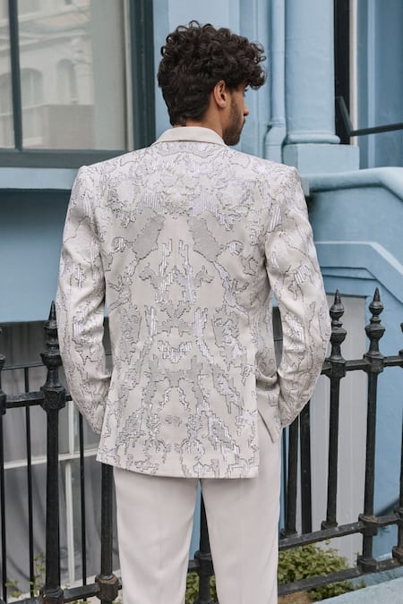 Seema Gujral Abstract Embroidered Tuxedo Pant Set 