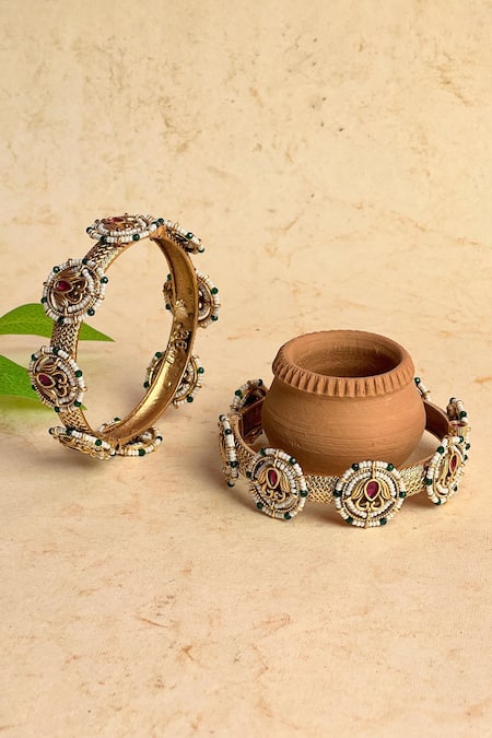 Prestones Floral Carved Bangles - Set of 2 