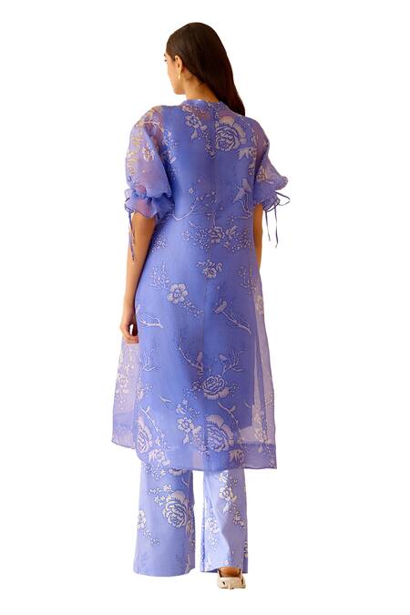 Shop_Bunka_Purple Cotton Print Rosa Bia Bloomy Bell Bottom Pant