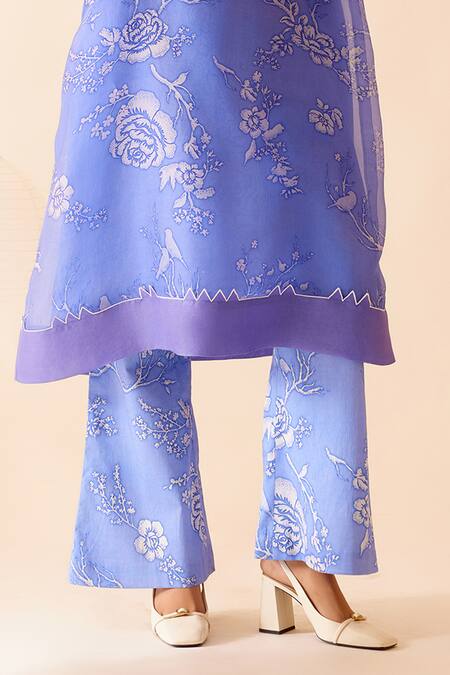 Bunka Purple Silk Organza Embroidery Collared Tara Floral Kurta With Pant Online at Aza Fashions Bunka_Purple Silk Organza Embroidery Collared Tara Floral Kurta With Pant _Online_at_Aza_Fashions