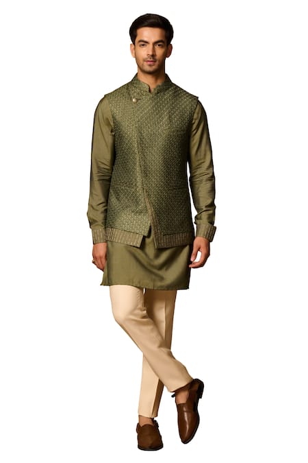 Buy Philocaly Green , Satin Sequins, Embroidery Layered Bundi Kurta Set Buy_Philocaly_Green , Satin Sequins, Embroidery Layered Bundi Kurta Set