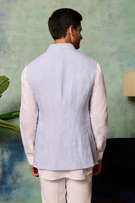 Philocaly Blue Linen Solid Bundi 