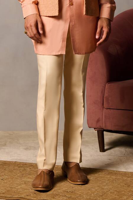 Buy Philocaly Peach Silk Embroidery Thread Kurta Set Buy_Philocaly_Peach Silk Embroidery Thread Kurta Set