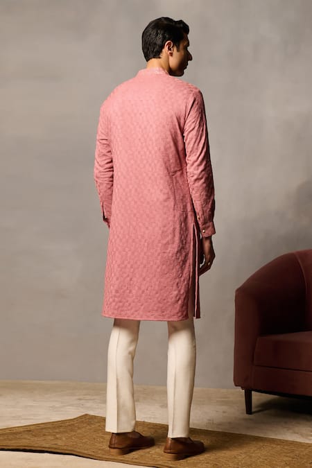 Shop Philocaly Pink , Satin Embroidery Saanjh Yoke Kurta at Aza Fashions Shop_Philocaly_Pink , Satin Embroidery Saanjh Yoke Kurta _at_Aza_Fashions