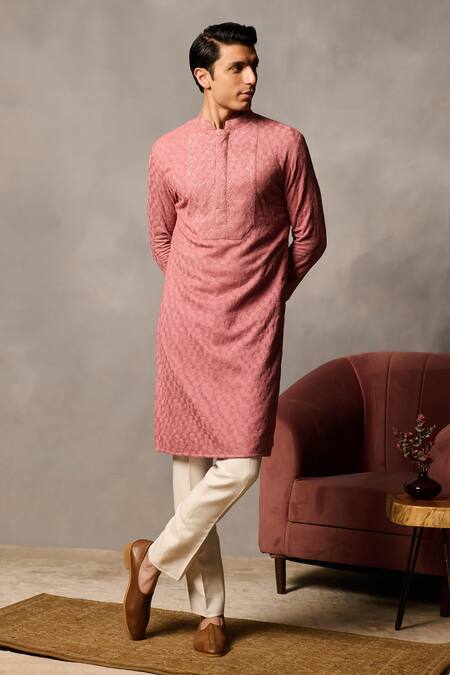 Shop Philocaly Pink , Satin Embroidery Saanjh Yoke Kurta Online at Aza Fashions Shop_Philocaly_Pink , Satin Embroidery Saanjh Yoke Kurta _Online_at_Aza_Fashions