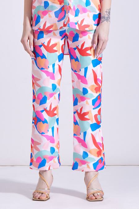 Zosia Multi Color Linen, Satin Collared Arina Floral Print Top And Pant Set Online at Aza Fashions Zosia_Multi Color Linen, Satin Collared Arina Floral Print Top And Pant Set _Online_at_Aza_Fashions