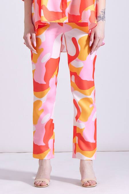 Zosia Multi Color Linen, Satin Round Neck Claire Abstract Print Shirt And Pant Set Online at Aza Fashions Zosia_Multi Color Linen, Satin Round Neck Claire Abstract Print Shirt And Pant Set _Online_at_Aza_Fashions