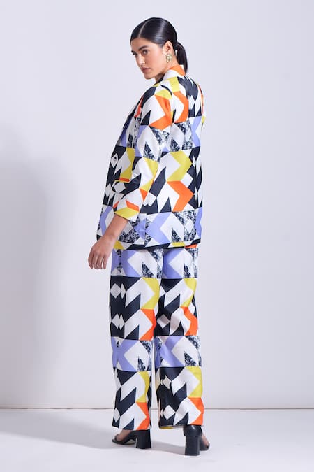 Shop Zosia Multi Color Linen, Satin Chelsea Abstract Print Blazer And Pant Set at Aza Fashions Shop_Zosia_Multi Color Linen, Satin Chelsea Abstract Print Blazer And Pant Set _at_Aza_Fashions