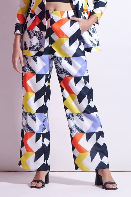 Zosia Multi Color Linen, Satin Chelsea Abstract Print Blazer And Pant Set Online at Aza Fashions Zosia_Multi Color Linen, Satin Chelsea Abstract Print Blazer And Pant Set _Online_at_Aza_Fashions