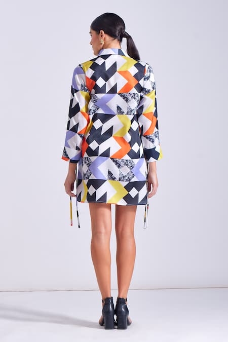 Zosia Flavia Abstract Print Shirt Dress 