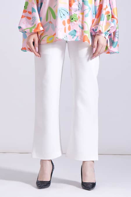 Zosia_Pink Georgette Embroidery Bandeau Neck Jasper Floral Print Shirt _Online_at_Aza_Fashions