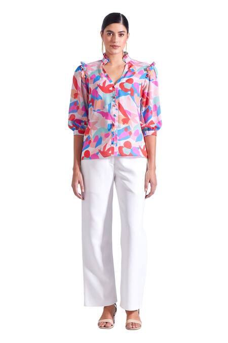 Zosia_Ivory Lycra Jasper Solid Pant _Online_at_Aza_Fashions