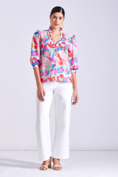 Shop_Zosia_Ivory Lycra Jasper Solid Pant _Online_at_Aza_Fashions