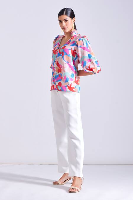 Buy_Zosia_Ivory Lycra Jasper Solid Pant 