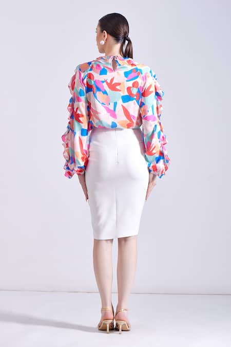 Zosia Lucia Printed Draped Shirt & Skirt Set 