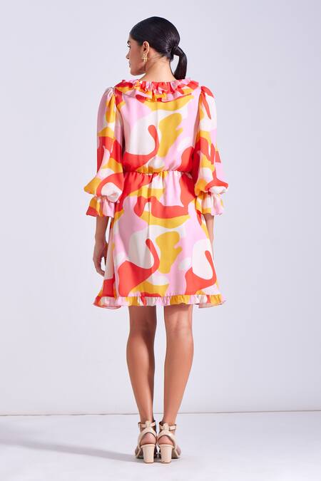 Zosia Abstract Print Ruffle Dress 