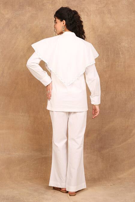 Shop_The Right Cut_White Cotton Solid Boot-cut Pant_at_Aza_Fashions
