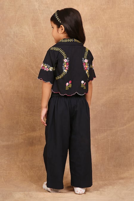 The Right Cut Rose Hand Embroidered Jacket Pant Set 