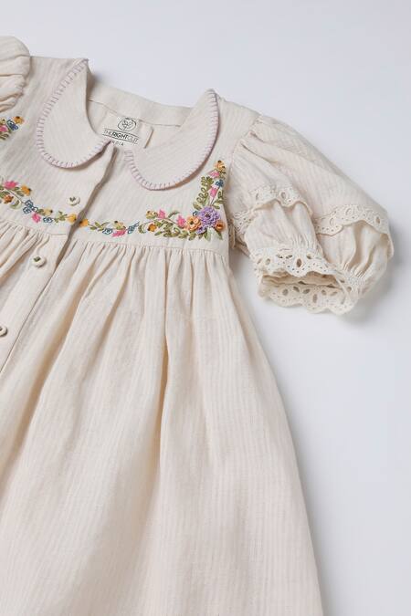 Buy The Right Cut Ivory Handloom Cotton Lace, Embroidery Placement Dress Online at Aza Fashions Buy_The Right Cut_Ivory Handloom Cotton Lace, Embroidery Placement Dress_Online_at_Aza_Fashions