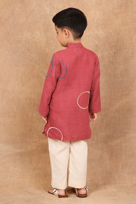 The Right Cut Hand Embroidered Linen Kurta 
