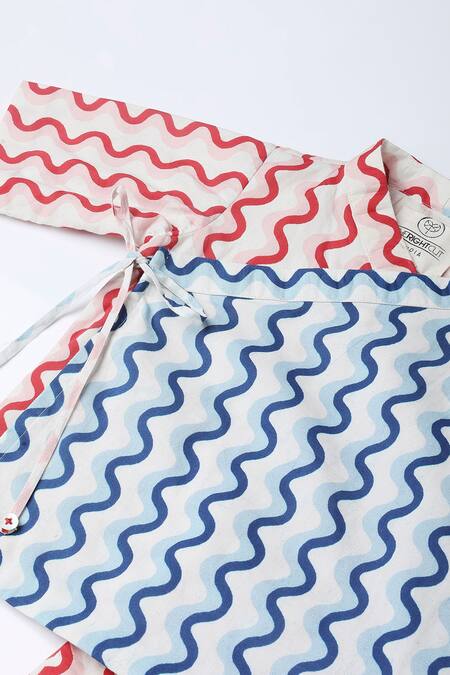 Buy_The Right Cut_Red Cotton Twirl Print Overlap Top With Shorts _Online_at_Aza_Fashions