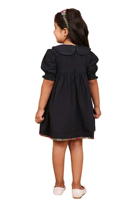 Shop_The Right Cut_Black Cotton Embroidery Noir Fairy Dress _Online_at_Aza_Fashions
