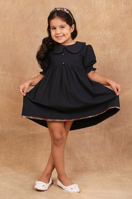 The Right Cut_Black Cotton Embroidery Noir Fairy Dress _at_Aza_Fashions