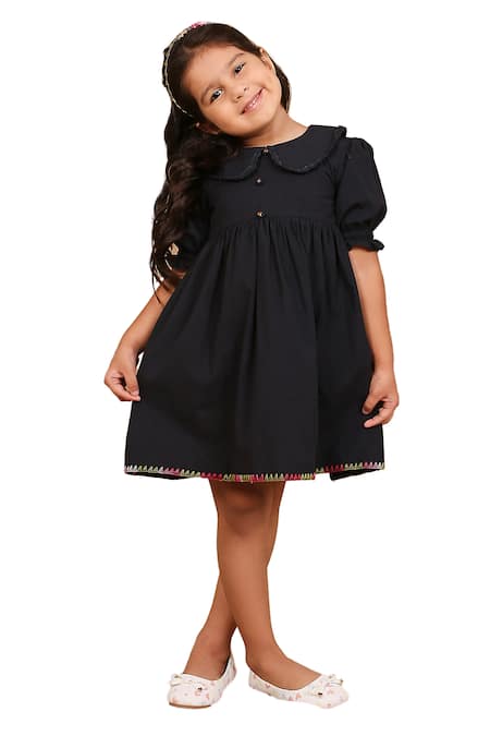 Buy_The Right Cut_Black Cotton Embroidery Noir Fairy Dress 