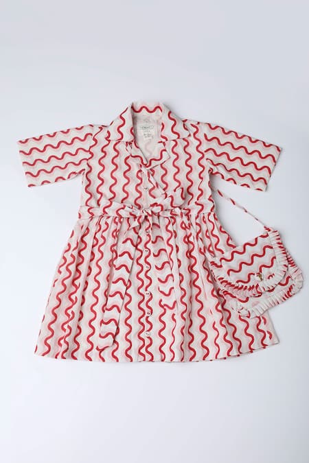 The Right Cut_Pink Cotton Whispering Waves Dress _Online_at_Aza_Fashions