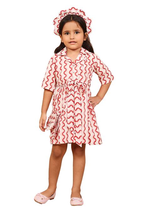 Shop_The Right Cut_Pink Cotton Whispering Waves Dress _Online_at_Aza_Fashions