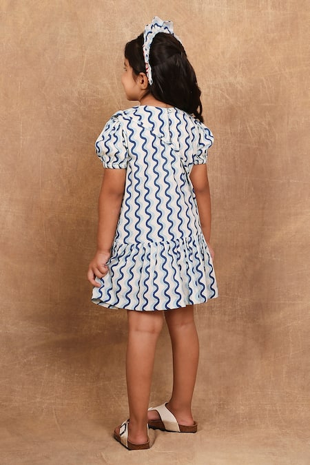 The Right Cut Blue Swirl Print Cotton Dress 