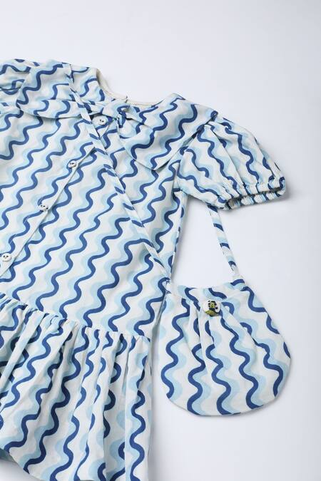 Buy_The Right Cut_Blue Cotton Swirl Print Dress _Online_at_Aza_Fashions