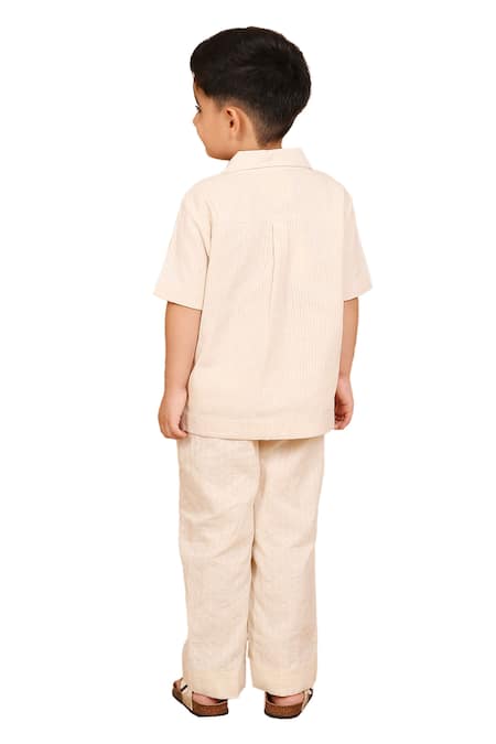 Buy_The Right Cut_Ivory Handloom Cotton Embroidery Boho Shirt_Online_at_Aza_Fashions