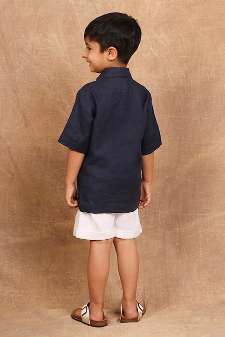 The Right Cut Linen Floral Embroidered Shirt 