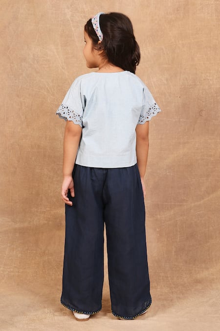 The Right Cut Floral Embroidered Top & Pant Set 