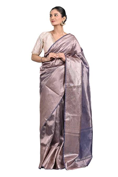 Buy Zal From Benaras Purple Tissue, Silk Banarasi Handloom Saree With Unstitched Blouse Piece Online at Aza Fashions Buy_Zal From Benaras_Purple Tissue, Silk Banarasi Handloom Saree With Unstitched Blouse Piece _Online_at_Aza_Fashions