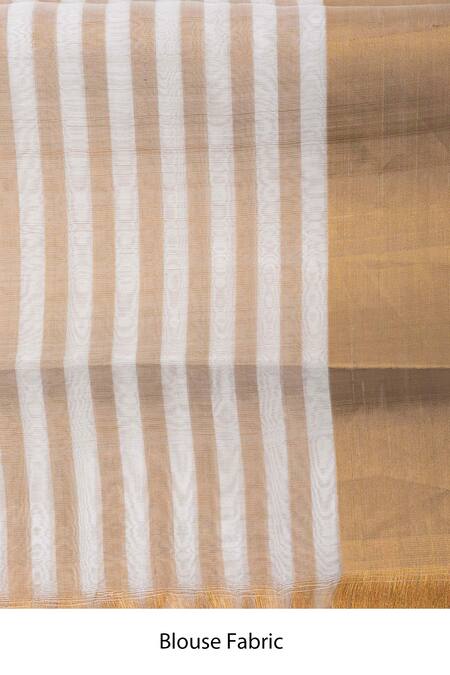 Zal From Benaras Cream Chanderi Stripe Pattern Saree With Unstitched Blouse Piece Online at Aza Fashions Zal From Benaras_Cream Chanderi Stripe Pattern Saree With Unstitched Blouse Piece _Online_at_Aza_Fashions