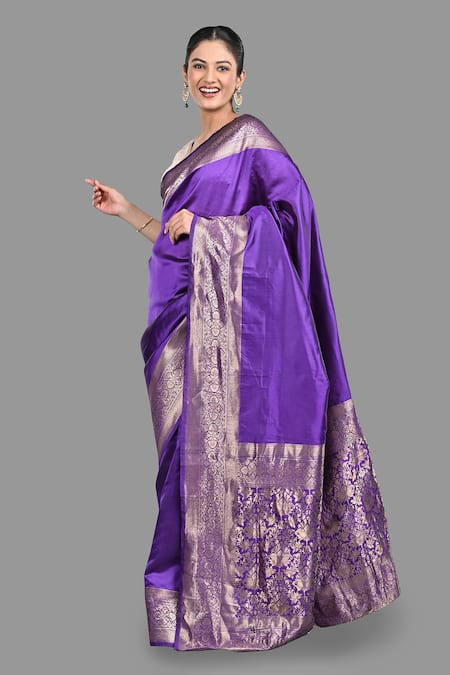Zal From Benaras Pure Silk Handloom Woven Saree With Unstitched Blouse Piece 